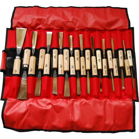 STUBAI Bildhauer-Stechbeitel-Profi-Satz mit Holzheft in Rolltasche 20-teilig (1/5)