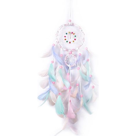 Capteur de Rêves avec Plumes, Boho Style Attrape de Rêves Faits à la Main Attraperêves, Attrape Rêve 3D avec Dentelle Tressée, Dream Catcher Décoration Murale Suspendue pour Fille (Rose) (1/5)