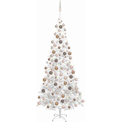 vidaXL Künstlicher Weihnachtsbaum mit Beleuchtung Kugeln L 240 cm Weiß (1/5)