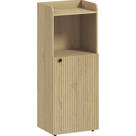 Armoire de salle de bain avec étagère réglable, 40 x 31 x 104 cm, effet chêne jaune (1/5)