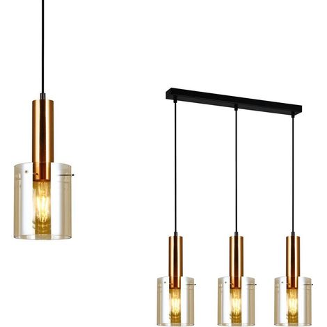 SARDO 3 E27 LAMPE SUSPENDUE EN LAITON ITALUX PND-5581-3-BRO+AMB (1/3)