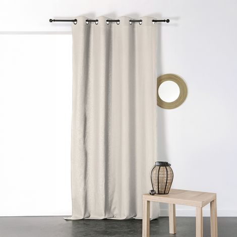 Rideau en Coton et Lin Uni XXL Beige 135x350 cm