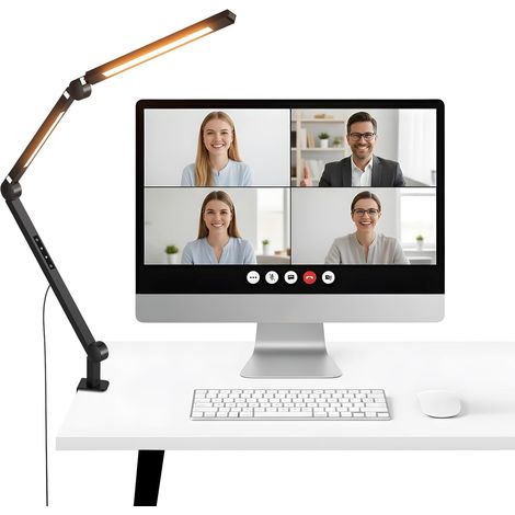 42,5" Lampe de Bureau à Pince pour Bureau à Domicile, 12W, Alliage d'Aluminium, Double Barre LED, Dimmable, Bicolore, pour écran d'Ordinateur, Dessin Technique, CRI 95+ (1/5)