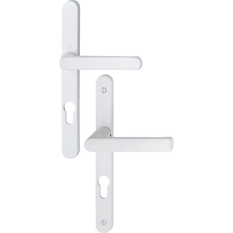 Ensemble poignées pour portes-fenêtres Hamburg plaque étroite - Carré de 7 - Entraxe 70 mm - Epaisseur 78-87 - Blanc - HOPPE - 12003980