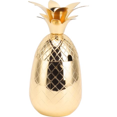 Ananasförmiger Cocktailshaker aus Edelstahl, glatt poliert, 500 ml, für die Hausbar, Gold (1/5)