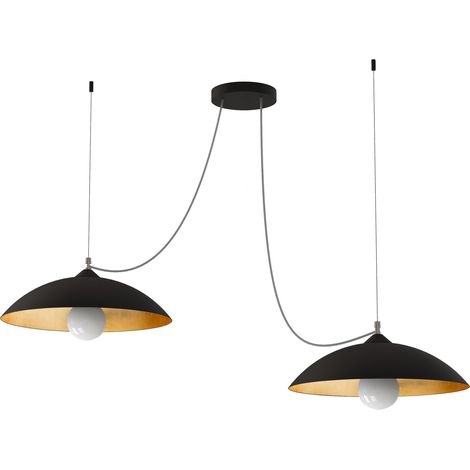 LUMICOM  DREAM Sospensione, 2X E27, max 42W, metallo, nero opaco/foglia oro, D.40cm (1/4)