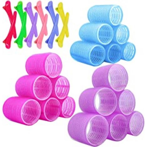 Bigoudis Auto-Agrippants - Kit de 18 Pièces (6 Petits 6 Moyens 6 Grands) - Pour Cheveux Courts Mi-Longs Longs - Usage Domestique (1/5)