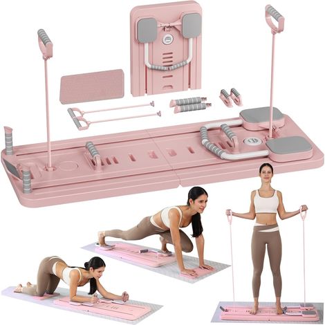 Pilates Board - 2025 Upgraded Pliable Pilates Reformer Machine Maison Planche Pilate Kit Multifonction Planche Fitness Roulette Abdominale Rebond Automatique (1/5)