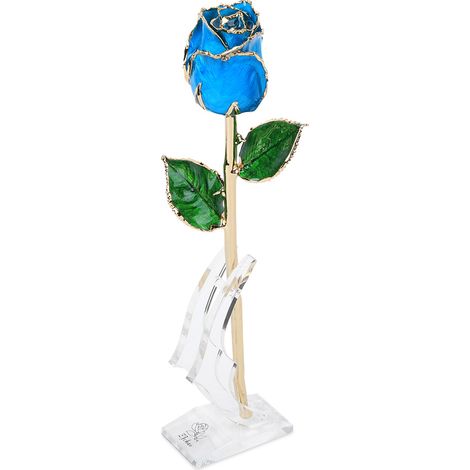 Rose dorée azur 24 carats avec socle, décoration cadeau pour la fête des mères et la Saint-Valentin (Azur) (1/5)