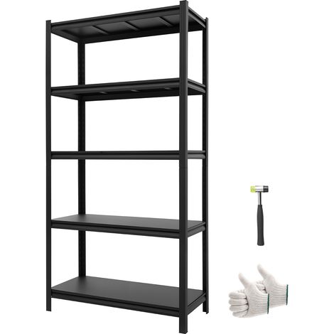 Mophorn Étagère de rangement robuste à 5 niveaux ajustables, dimensions 925x417x1813 mm, capacité totale de charge 1360,8 kg, idéale pour entrepôts, ateliers, garages, caves et cuisines (1/5)