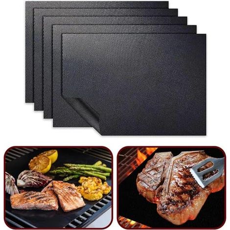 Ensemble de 6 poêles à griller antiadhésives - 40 x 33 cm - Résistantes à la chaleur jusqu'à 260 °C - Pour grill, four et plaque de cuisson - Faciles à nettoyer - Noires (1/5)