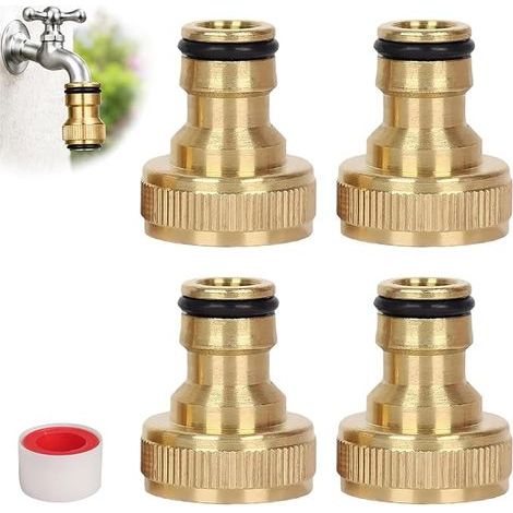 Brass Tap Connectors, 3/4 Inch Female with Water Tap Adapter, Compatible with Garden Outdoor Faucet, Garden Hose Connector and Hose Adapter