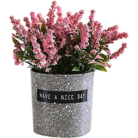 Bonsaï artificiel de lavande en plastique, fleurs artificielles roses (lot de 3), sans arrosage, aspect réaliste, décoratif pour la maison, le jardin et le bureau - 8 x 15 cm chacune (1/5)