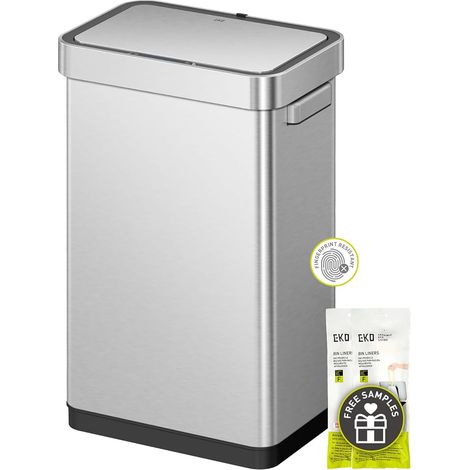 EKO Deluxe Mirage-T - Pattumiera da Cucina con sensore di Movimento touchless da 50 l/13,2 galloni, Finitura in Acciaio Inossidabile Opaco (1/5)