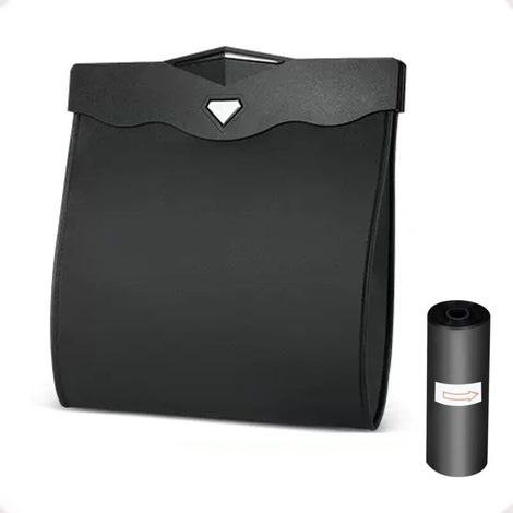 Hanging Car Trash Can Interior, Car Trash Can with Quick Access Magnetic Opening, Waterproof PU Leather, Car Accessory for Car Back Seat Black