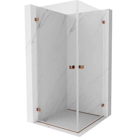 Mexen Lunar-B Duo cabine de douche pivotante 85 x 85 cm, transparent, or rose - 832-085L-085P-60-00 (1/5)