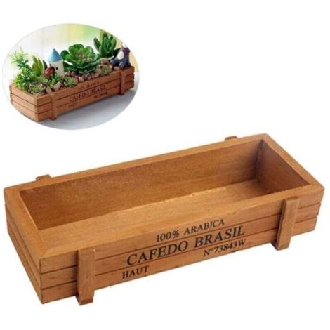 Rubberskin Table en Bois Pot de Fleur Rectangle Succulent Box Floral Centres Naturels Planteur Décoratif Rustique Boîte en Bois Articles Divers Boîte de Rangement