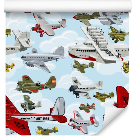 Papier peint avions vintage colorés style vintage 50x1000 cm (1/5)