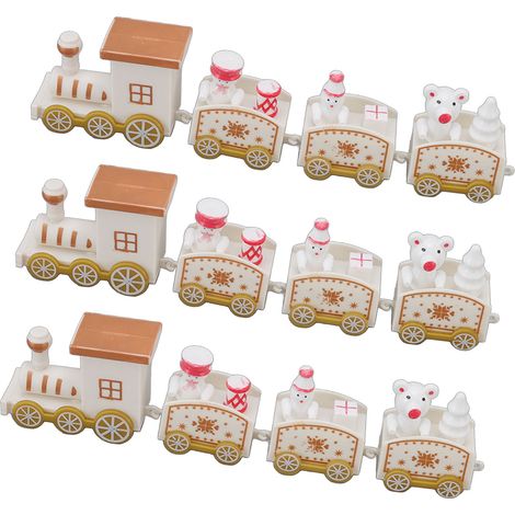Sets kleine Zug-Weihnachtsdekorationen, exquisites Mini-Zug-Dekor-Set, Weihnachtsdekorations-Requisiten, Weiß (1/5)