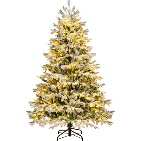 Albero di Natale artificiale con punte di rami PE PVC luci LED bianche calde Albero flocked 180cm (1/3)