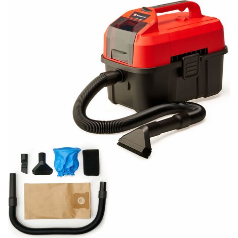 Einhell Aspirateur eaux et poussières sans fil TE-VC 18/10 Li-Solo PXC (18V, avec tuyau d’aspiration 2 m, Livré avec accessoires) Livré sans Batterie ni Chargeur