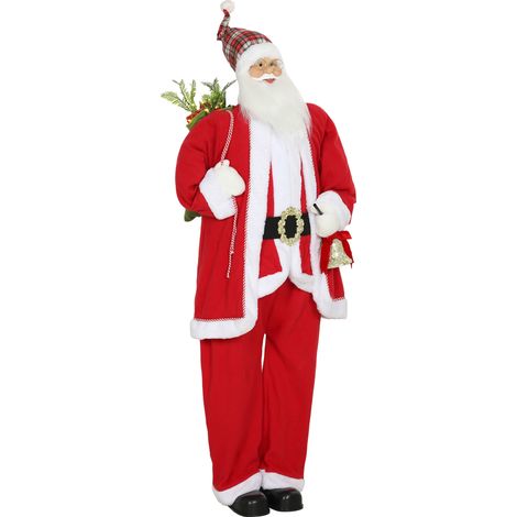 Père Noël debout 1,6 m avec cadeau et cloches de Noël fonction sonore (1/5)