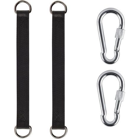 Lot de 2 crochets de suspension pour balançoire de jardin, sangles lourdes, kit de suspension avec 2 mousquetons à anneau en D pour balançoire de jardin, hamac ou siège suspendu (1/5)