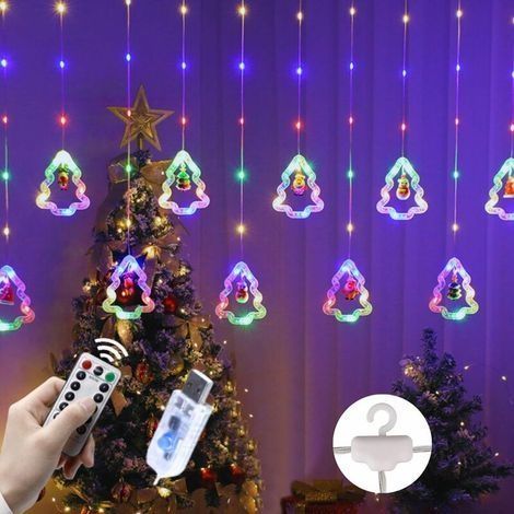Lumières de Noël à LED,3M LED 3D Décoration de Noël USB Guirlande lumineuse avec crochets,Lumières de décoration de fenêtre de Noël,Lumières clignotantes pour rideaux intérieurs et extérieurs (1/5)