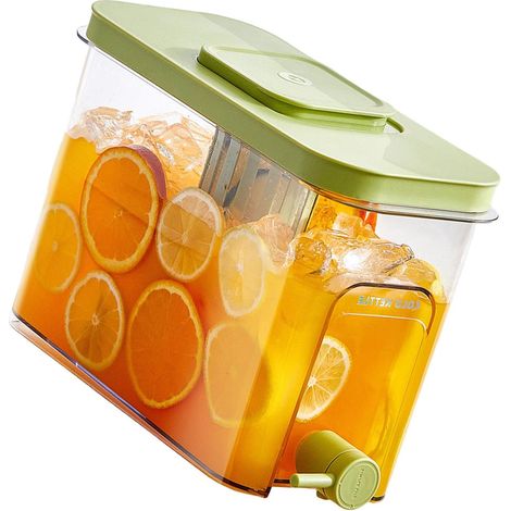 Pichet à boisson transparent de 4 L avec bec verseur à débit facile, serveur à boissons pour thé glacé et infusions de fruits, idéal pour les réunions à la maison et en plein air (1/4)