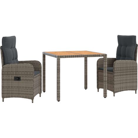 Outdoor Dining Set 3 pcs Light Grey and Dark Grey vidaXL (1/5)
