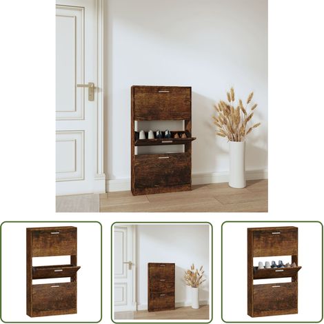 Maison Exclusive Schuhschrank Räuchereiche 59x17x108 cm