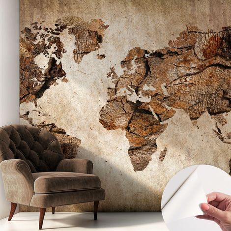 Papier peint autocollant avec imprimé pour décoration intérieure pour rénovation a motif Carte en bois 250x250 cm (1/5)