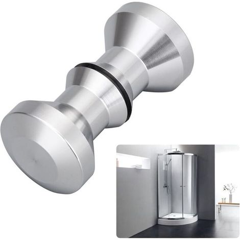 Enowelir Poignée de porte de douche ronde en acier inoxydable massif poli (30 mm) (1/3)