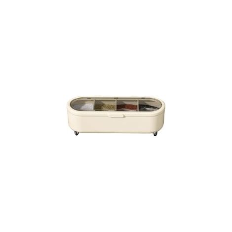 Scatola per spezie da cucina, contenitore in plastica a quattro scomparti con coperchio trasparente, ideale per sale, zucchero e altre spezie - Crezuo