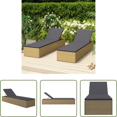 Transat jardin - Chaise longue Résine tressée Marron et gris foncé (1/5)