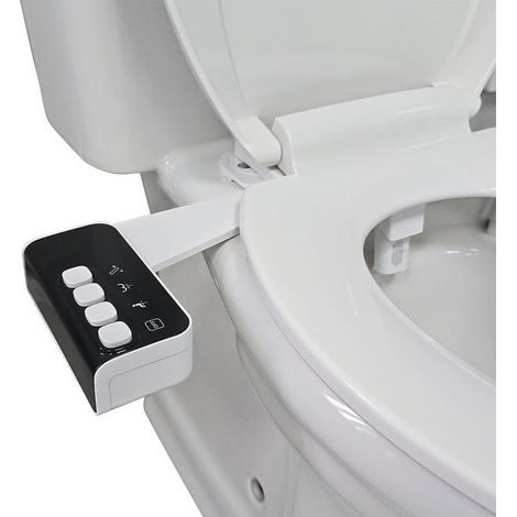 Bidet WC japonais non électrique, double buse, standard français, kit complet 3/8". (1/5)