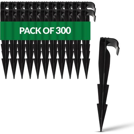 Paquete de 300 estacas de fijación AquaPEG para líneas de goteo, tuberías de riego y sistemas de riego por goteo. (1/4)