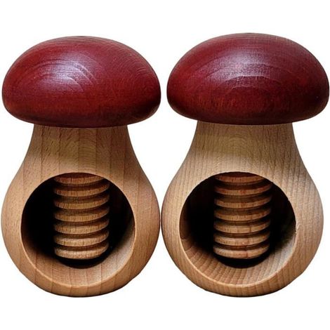 Casse-noix - KZQ - Ensemble de 2 - Bois de hêtre - Forme de champignon - Couleur bordeaux (1/5)