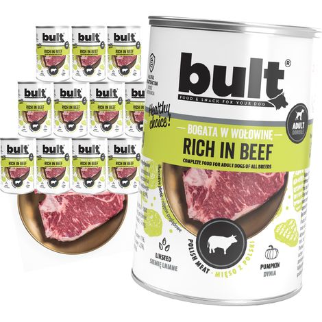 Alimento húmedo para perros, a granel, en lata, rico en carne de res, 12 x 400 g (1/2)