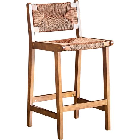 GagaLot de 2 tabourets de bar en bois massif, corde, noyer (1/5)