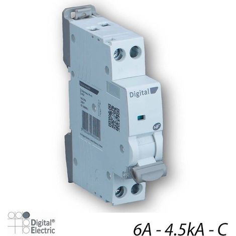 Digital Electric 01006 Schutzschalter 1P+N C-6A 4,5kA mit Schraubverschluss
