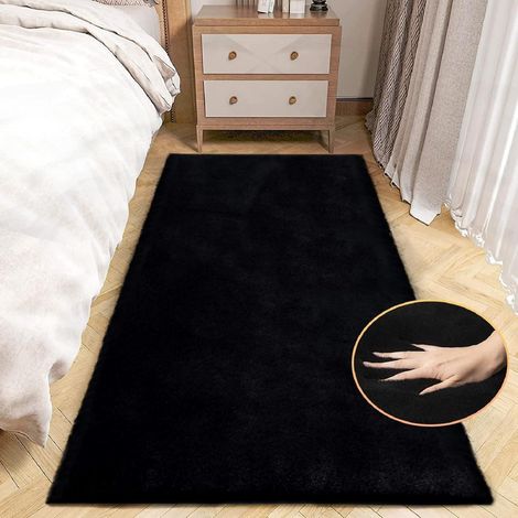 Teppich Läufer Kunstfell flauschig 60 x 180 cm (Rechteckig) Schwarz (1/5)