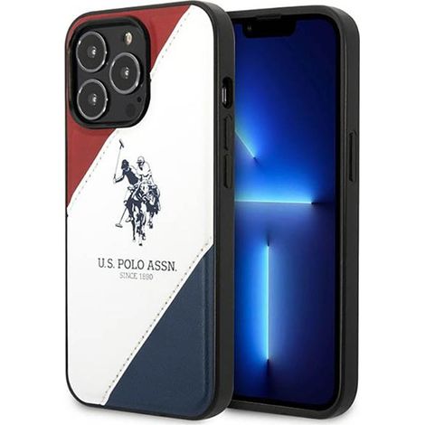 US Polo Assn Tricolor Embossed - iPhone 14 Pro Hülle (Weiß) (1/5)
