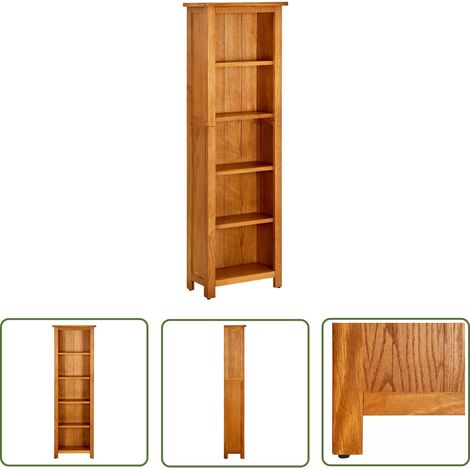 INLIFE Bibliothèque à 5 étagères 45x22x140 cm Bois de chêne massif (1/5)