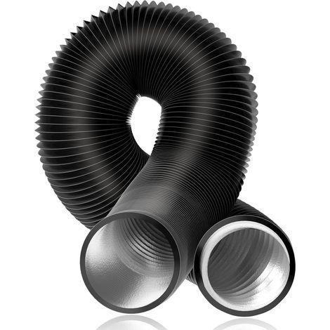 – Tuyau flexible aluminium Ø150mm – Tuyau d'évacuation d'air PVC noir – Résistant à la corrosion – Haute résistance à la température - Applications HVAC (1/5)