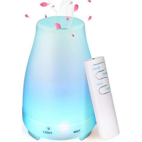 Diffuseur d'huiles essentielles 150 ml, humidificateur ultrasonique, brumisateur électrique avec télécommande, 7 couleurs changeantes, arrêt automatique, idéal pour la chambre, le salon, le spa ou le (1/5)