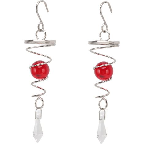 2 Pièces Boule de Jardin Spirale Queue de Vent Stabilisateur Acier Inoxydable Carillon Éolien Extérieur Rouge (1/5)