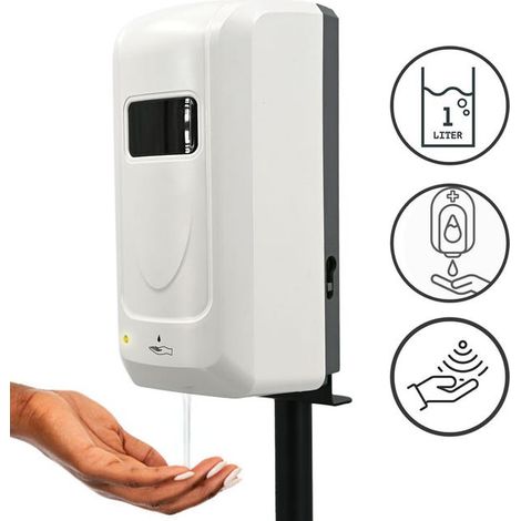 Rechargeable infrared automatic soap and gel dispenser, wall-mounted or freestanding, 1 L (1/4)