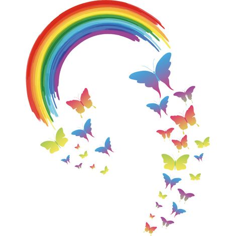 Stickers muraux arc-en-ciel, papillons et nuages pour chambre d'enfant