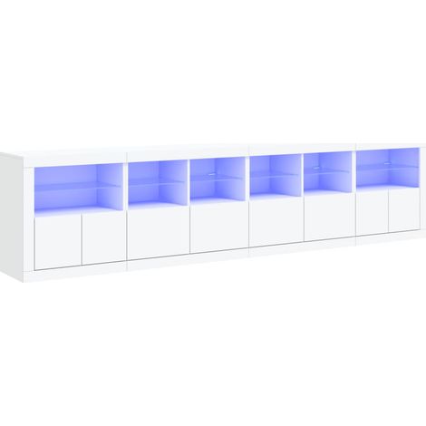 Aparador cómoda cómoda armario mueble organizador cocina salón salón con luces LED 283 x 37 x 67 cm blanco 020029846